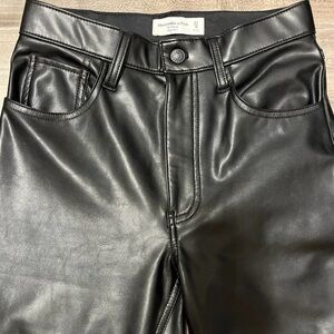 Abercrombie & Fitch Black Faux Leather Straight Leg Pants
